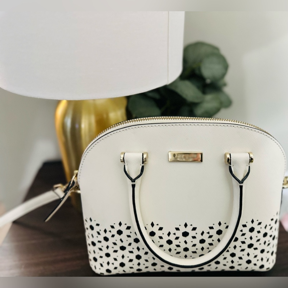 Kate Spade white leather crossbody bag with looloo cutout design